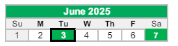 District School Academic Calendar for James A Harmon Elementary School for June 2025
