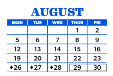 District School Academic Calendar for Audubon Elementary for August 2024