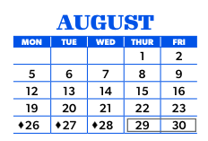 District School Academic Calendar for Whitman Elementary for August 2024