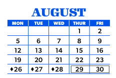 District School Academic Calendar for Stevens Elementary for August 2024