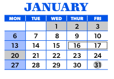 District School Academic Calendar for A-3 Multiagency Adolescent Prog for January 2025