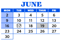 District School Academic Calendar for Whitman Elementary for June 2025