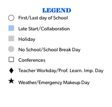 District School Academic Calendar Legend for Whitman Elementary