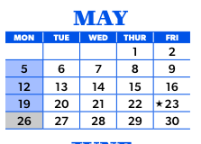 District School Academic Calendar for Whitman Elementary for May 2025