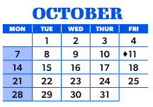 District School Academic Calendar for Jefferson Elementary for October 2024