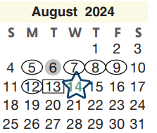 District School Academic Calendar for Ponderosa Elementary School for August 2024