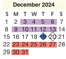 District School Academic Calendar for School For Accelerated Lrn for December 2024