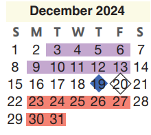 District School Academic Calendar for Andy Dekaney High School for December 2024