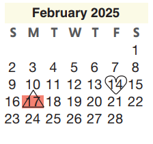 District School Academic Calendar for Andy Dekaney High School for February 2025