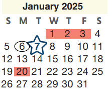 District School Academic Calendar for Stelle Claughton Middle School for January 2025