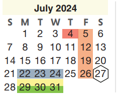 District School Academic Calendar for Ponderosa Elementary School for July 2024