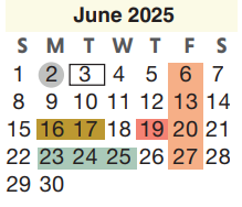 District School Academic Calendar for Dueitt Middle for June 2025