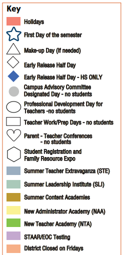 District School Academic Calendar Legend for Ponderosa Elementary School