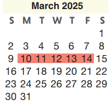 District School Academic Calendar for Carl Wunsche Sr H S for March 2025