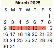 District School Academic Calendar for Ponderosa Elementary School for March 2025