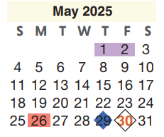 District School Academic Calendar for John Winship Elementary School for May 2025