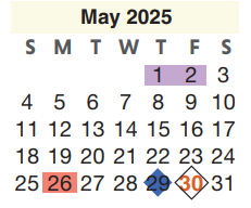 District School Academic Calendar for Twin Creeks Middle School for May 2025