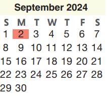 District School Academic Calendar for Ginger Mcnabb Elementary for September 2024