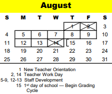 District School Academic Calendar for Pine Shadows Elementary for August 2024