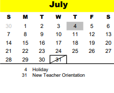 District School Academic Calendar for The Wildcat Way School for July 2024