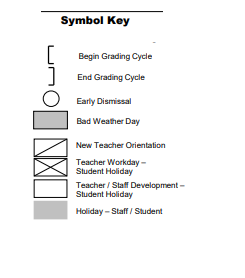 District School Academic Calendar Legend for Bunker Hill Elementary