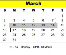 District School Academic Calendar for Frostwood Elementary for March 2025