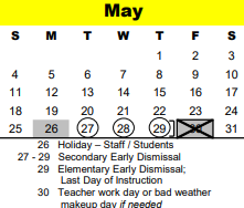 District School Academic Calendar for Harris Co J J A E P for May 2025