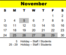 District School Academic Calendar for Spring Branch School Of Choice for November 2024