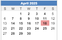 District School Academic Calendar for George Elementary School for April 2025