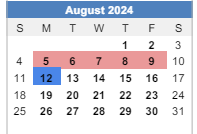 District School Academic Calendar for George Elementary School for August 2024