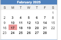 District School Academic Calendar for Har-ber High School for February 2025