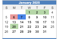 District School Academic Calendar for George Elementary School for January 2025