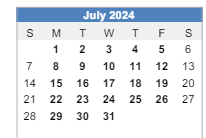 District School Academic Calendar for Har-ber High School for July 2024