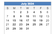 District School Academic Calendar for George Elementary School for July 2024