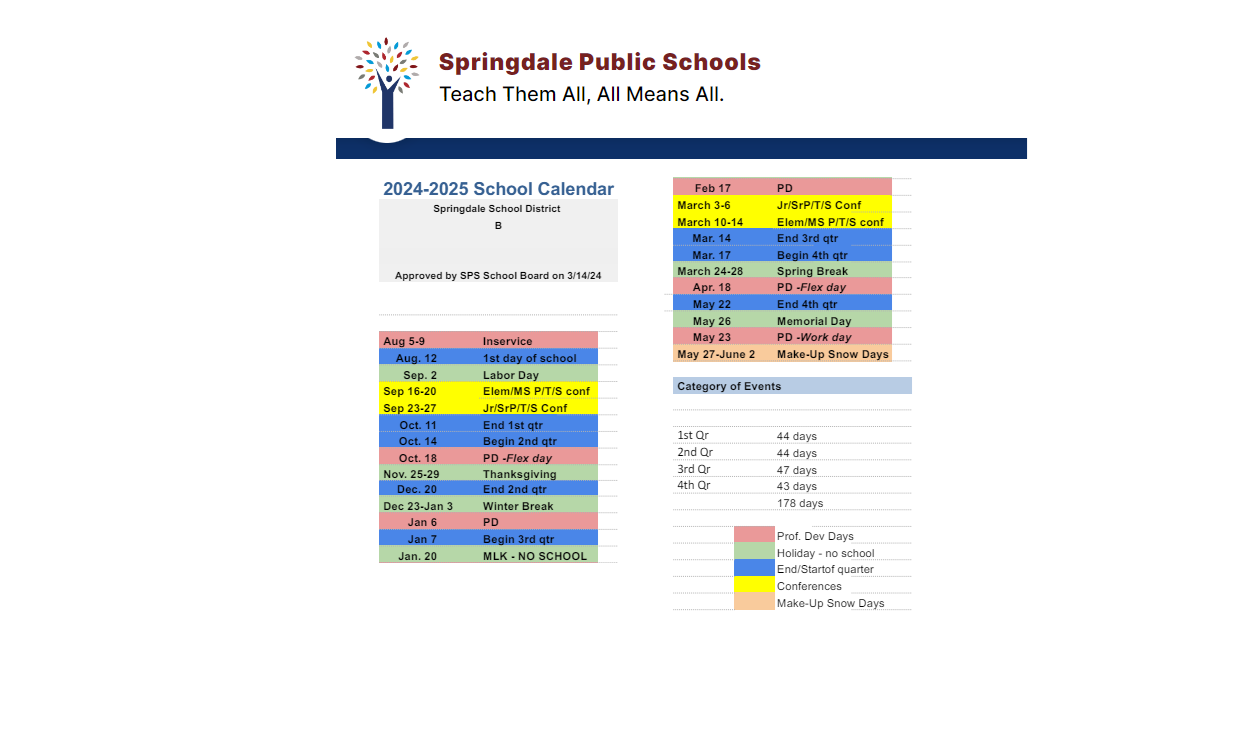 District School Academic Calendar Key for George Elementary School