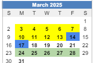 District School Academic Calendar for George Elementary School for March 2025