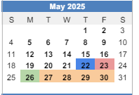 District School Academic Calendar for Har-ber High School for May 2025
