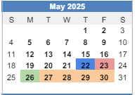 District School Academic Calendar for George Elementary School for May 2025