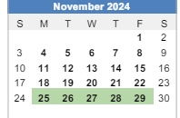 District School Academic Calendar for Har-ber High School for November 2024