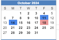 District School Academic Calendar for George Elementary School for October 2024