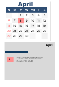 District School Academic Calendar for Mark Twain ELEM. for April 2025