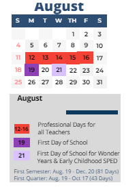 District School Academic Calendar for Sherwood ELEM. for August 2024