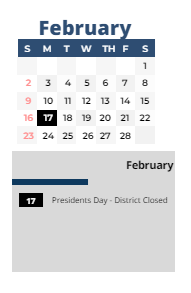 District School Academic Calendar for Mark Twain ELEM. for February 2025