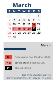 District School Academic Calendar for Mark Twain ELEM. for March 2025