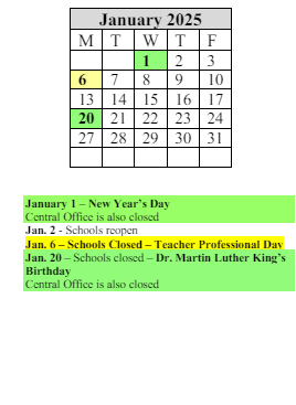 District School Academic Calendar for Hiram L Dorman for January 2025