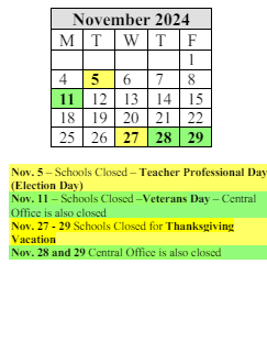 District School Academic Calendar for Hiram L Dorman for November 2024