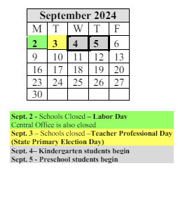District School Academic Calendar for Hiram L Dorman for September 2024