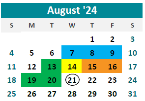 District School Academic Calendar for Sjsd ALT. Resource CTR. for August 2024