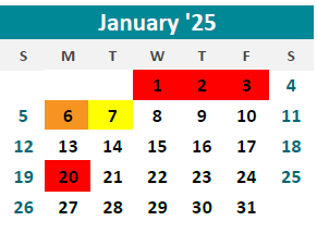 District School Academic Calendar for Sjsd ALT. Resource CTR. for January 2025