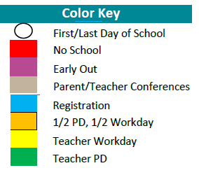 District School Academic Calendar Legend for Sjsd ALT. Resource CTR.
